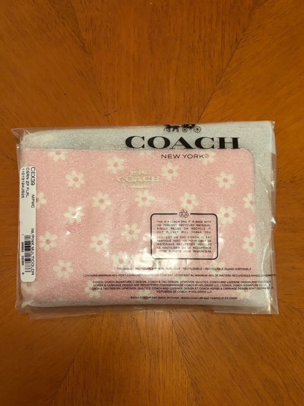Coach Corner Zip Wristlet With Pink Floral Print - NWT - Picture 2 of 7
